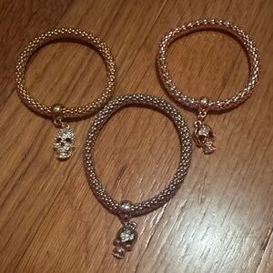 Three Piece Skull Bracelet Set